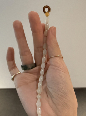 新中式仿和田白玉串珠手链女款