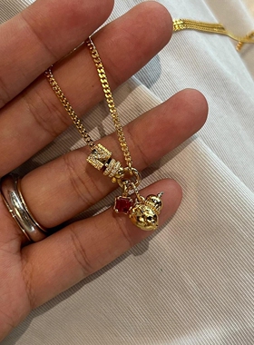 金色葫芦项链女款重工显贵锁骨链