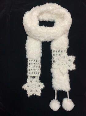 可爱毛绒雪花围巾女款冬保暖围脖