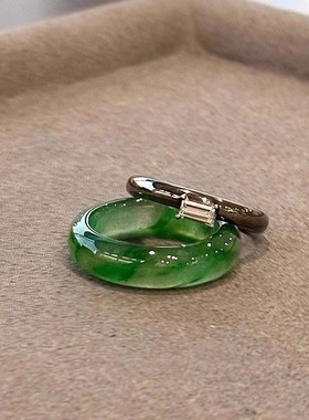 新中式仿绿玉髓戒指女小众设计