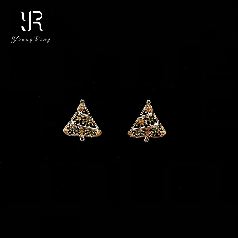 爆闪红绿配色许愿树圣诞耳钉高级感甜美风秋冬氛围感圣诞节耳饰女,淘宝优惠券,粉丝福利购,淘宝优惠卷