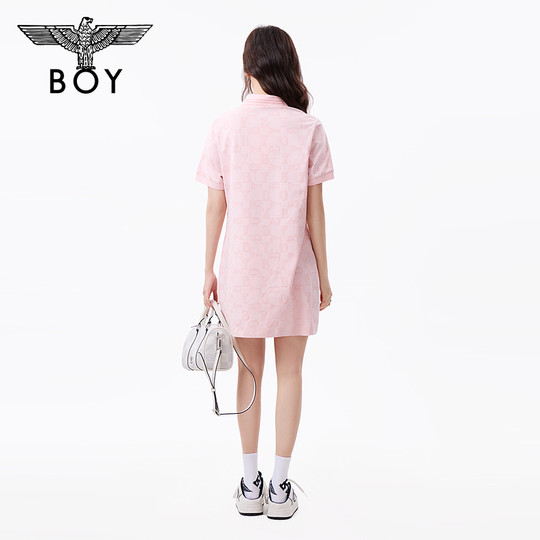BOYLONDON pink all-over printed spring and summer fashion brand women's dress W17905