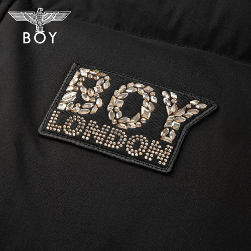 BOYLONDON黑色中长款羽绒服冬时尚保暖连帽男女款90绒外套N26900 - 图3