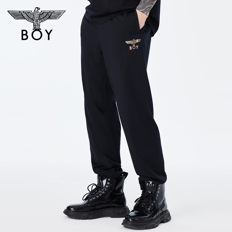 BOYLONDON24新品春夏长裤男女同款烫金老鹰字母潮酷休闲裤N34002-图0