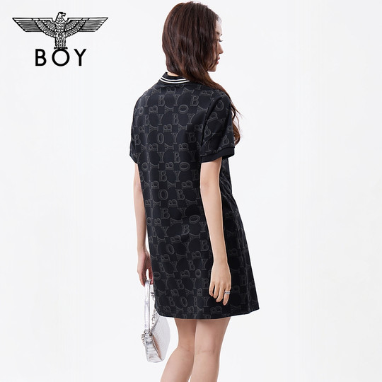 BOYLONDON pink all-over printed spring and summer fashion brand women's dress W17905