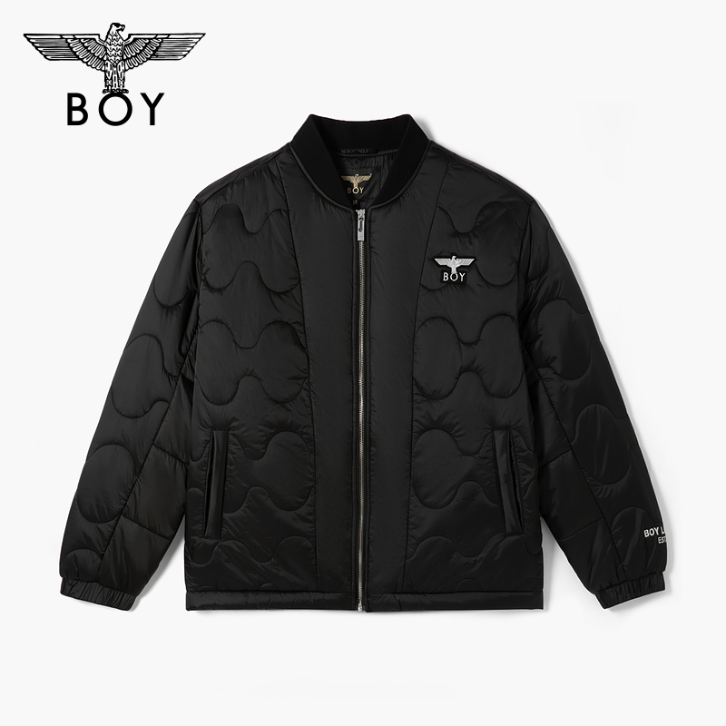【太空少年】BOYLONDON秋冬男女款棒球领外套黑色老鹰棉服N29007 - 图3