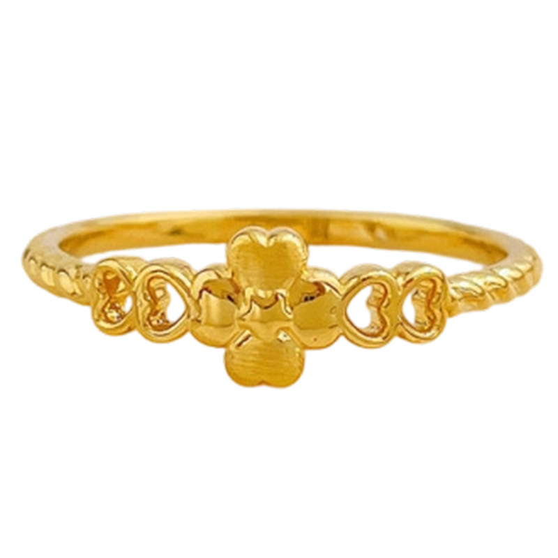 Chinese gold pure gold ring women's four-leaf clover pure gold new style 520 Chinese Valentine's Day girlfriend birthday gift