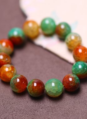 多彩孔雀龙纹手串男士吉祥玉佩