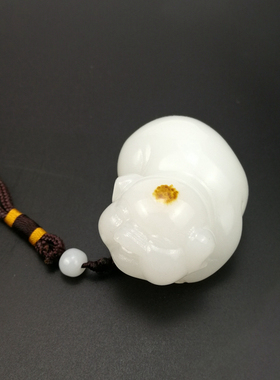 和田羊脂白玉生肖猪把件男女礼物