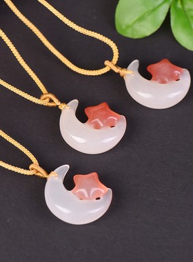 桃花酿星月相伴吊坠男女项链配饰
