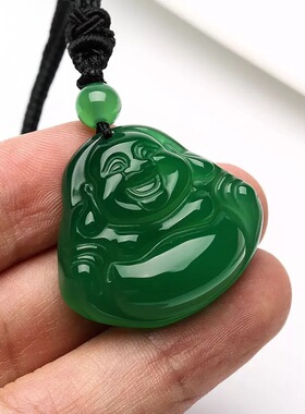冰种满绿玉佛观音吊坠情侣饰品款