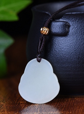 和田玉弥勒佛吊坠女款项链挂件