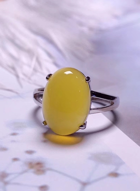 黄玉髓活口戒指女生饰品礼物时尚