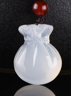 冰种玉髓钱袋财运吊坠男女情侣款