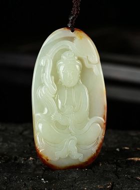 和田玉籽料观音吊坠男女情侣款