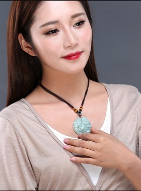 A货翡翠大号弥勒佛吊坠男女饰品