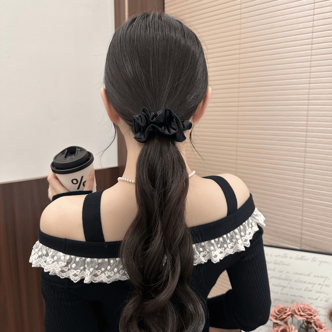 红色褶皱发圈高级感发绳秋冬新款扎马尾丸子头皮筋氛围感头绳头饰,淘宝优惠券,粉丝福利购,淘宝优惠卷