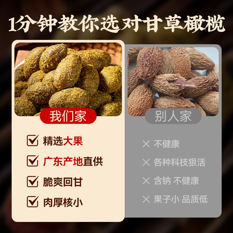 甘草橄榄500g广东潮汕特产九制橄榄果脯干橄榄甘甜凉果官方旗舰店