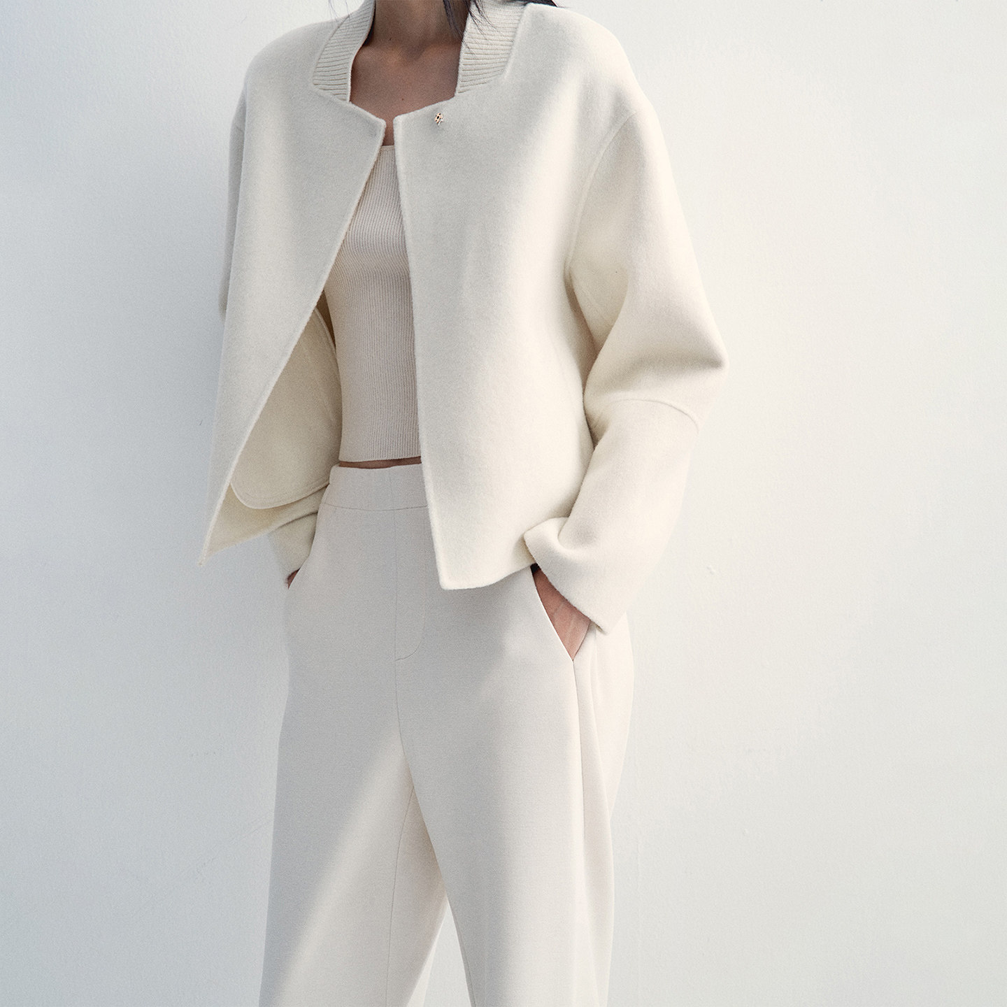 Re-BLUE轻奢优雅女装时尚小立领短款全羊毛毛呢外套,淘宝优惠券,粉丝福利购,淘宝优惠卷