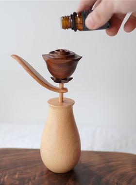 原木玫瑰花永生花简约实木创意花朵扩香摆件情人节520送礼礼物