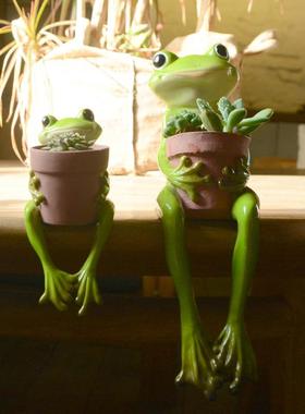 创意小青蛙花盆个性动物装饰品阳台庭院摆件树脂多肉客厅桌面礼物