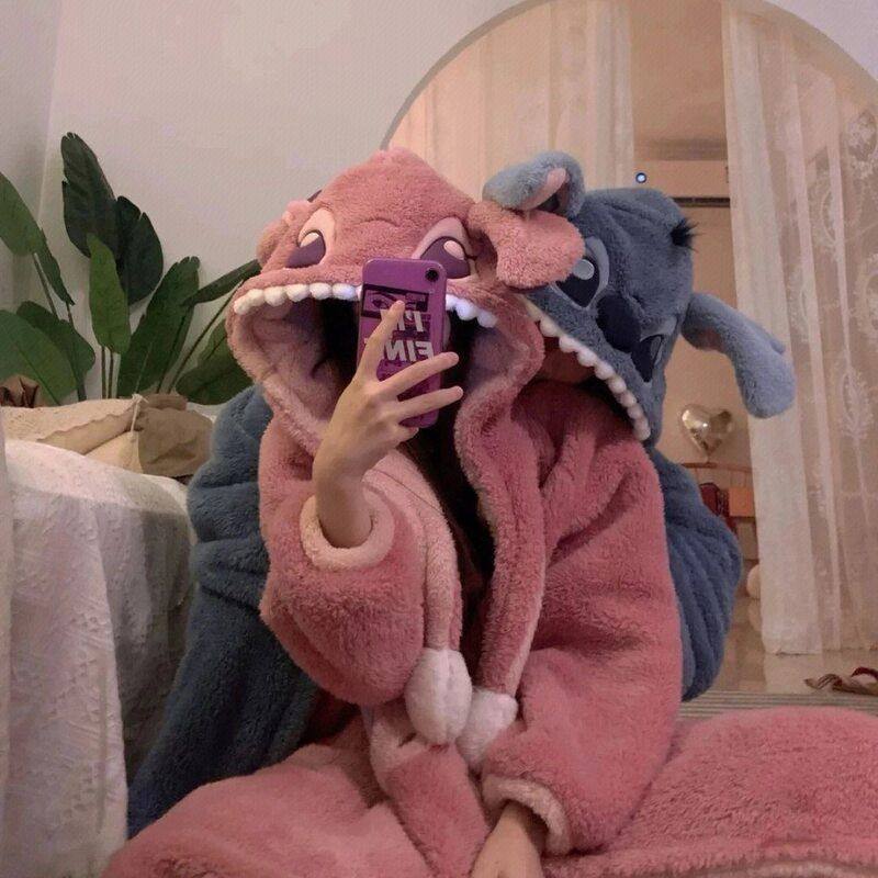 情侣史迪仔睡衣男女秋冬款珊瑚绒加厚加绒卡通睡袍套装保暖家居服,淘宝优惠券,粉丝福利购,淘宝优惠卷