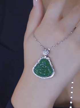 绿色佛公吊坠毛衣项链送妈妈礼物