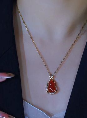 红色葫芦吊坠项链新中式国风喜庆