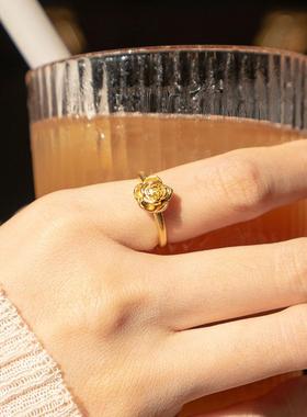 HIBAO喜小宝轻奢玫瑰花戒指女