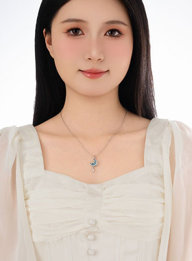 HIBAO喜小宝玫瑰蓝色月亮项链女