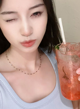 HIBAO喜小宝彩色小黑珠项链女