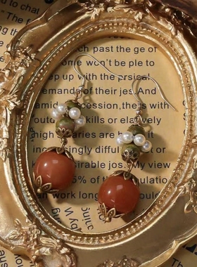 中古天然玛瑙珠轻奢高级感金丝玉珠可调节项链辣妹配饰锁骨链耳饰