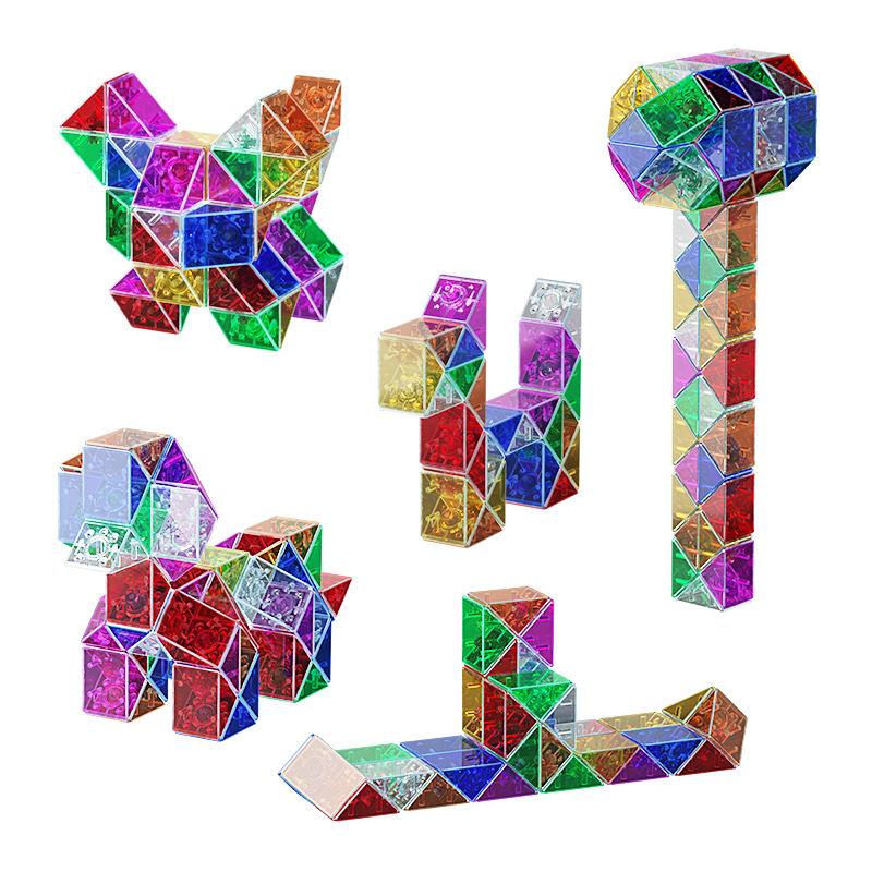 琉璃色百变魔尺全套24-36-72段可拆卸幼儿园儿童彩色魔尺玩具大号 - 图3