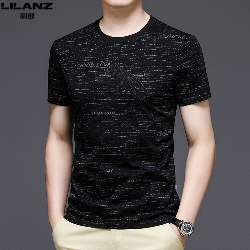 利郎男装短袖T恤夏季新款薄款纯棉圆领体恤男士时尚休闲百搭上衣
