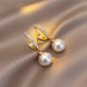Yichan Korean diamond and pearl earrings niche design for women