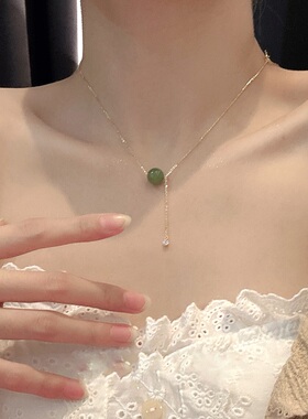 伊灿小众时尚玉石吊坠项链