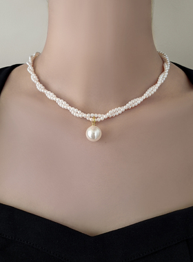 伊灿双层叠戴极细珍珠项链女