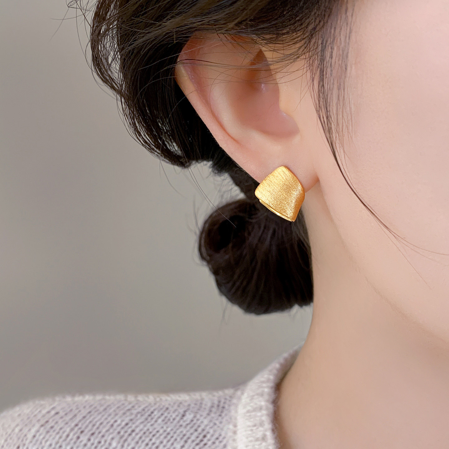 法式几何方形拉丝耳钉女2025年新款爆款纯银针耳环气质高级感耳饰,淘宝优惠券,粉丝福利购,淘宝优惠卷