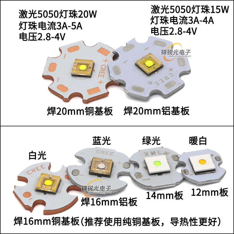 国产XHP50灯珠15W20W激光灯珠led大功率平头激光手电射灯头灯光源 - 图1