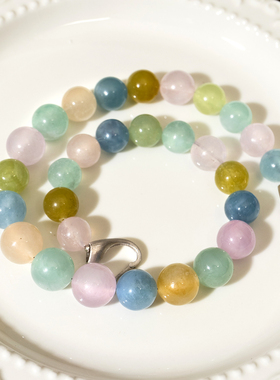 二梦三青【霓虹之都】天然摩根石项链女时尚百搭彩色锁骨链高级感