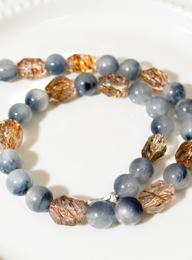 二梦三青【光之芙蓉】天然兔毛水晶超七项链女时尚百搭锁骨链高级