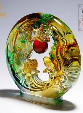 琉璃工艺品金鱼摆件客厅酒柜家居装饰品创意轻奢乔迁新居高档礼品