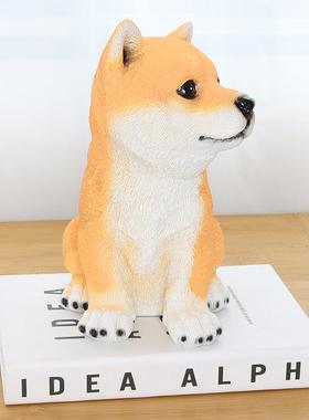 仿真柴犬摆件可爱动物小狗秋田犬客厅电视柜玄关装饰店铺房间布置