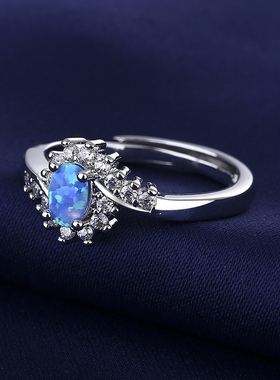 日韩流行热销镶嵌蓝色澳宝戒指