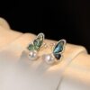 Imitation Pearl Abalone Shell Butterfly Necklace Stud Earrings Ring
