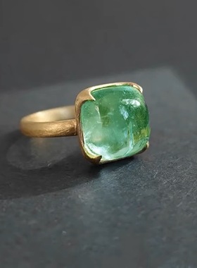 原石矿物质绿水晶糖包山糖塔戒指