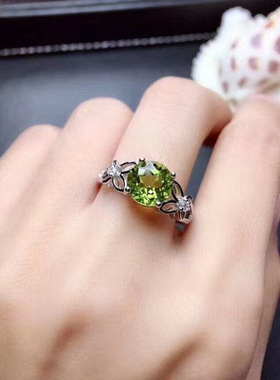 日韩新款橄榄石开口戒指