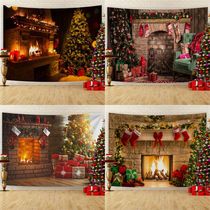 Christmas background cloth Christmas Nordic fireplace background wall cloth dress up for hanging fabric Christmas tree Santa hanging blanket cloth