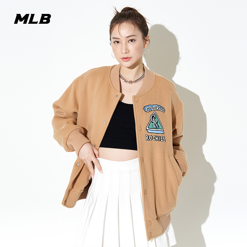 MLB官方男女情侣刺绣棒球服外套休闲百搭运动夹克春夏季JPC01-图0