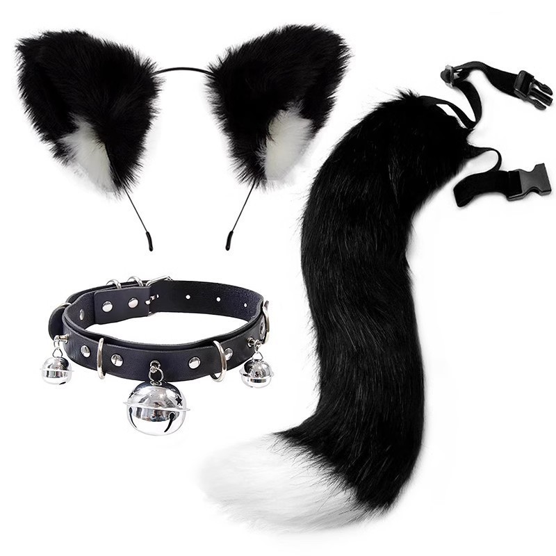 cosplay猫耳朵发箍猫尾巴饰品手作可爱猫娘兽耳发饰兽尾配饰套装 - 图2